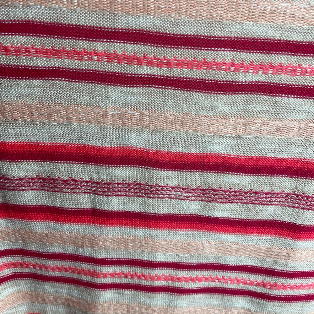 Women’s Maurices Cream and Coral Striped Cardigan Sweater Size M - Picture 3 of 9